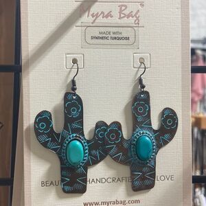Synthetic turquoise earrings‎